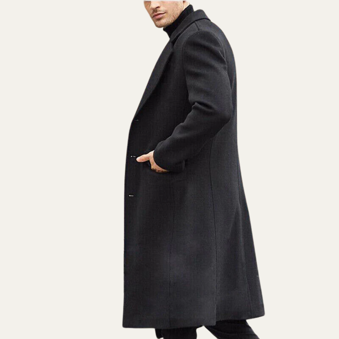 Classic Fit Long Black Formal Coat