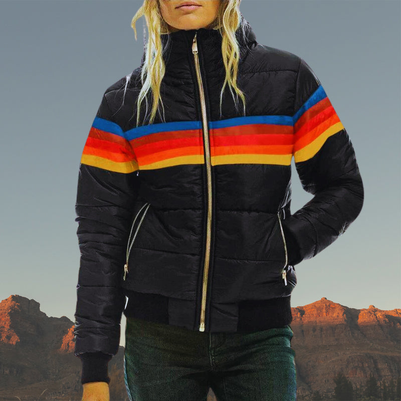 Colorful Stripe Women's Waterproof Jacket
