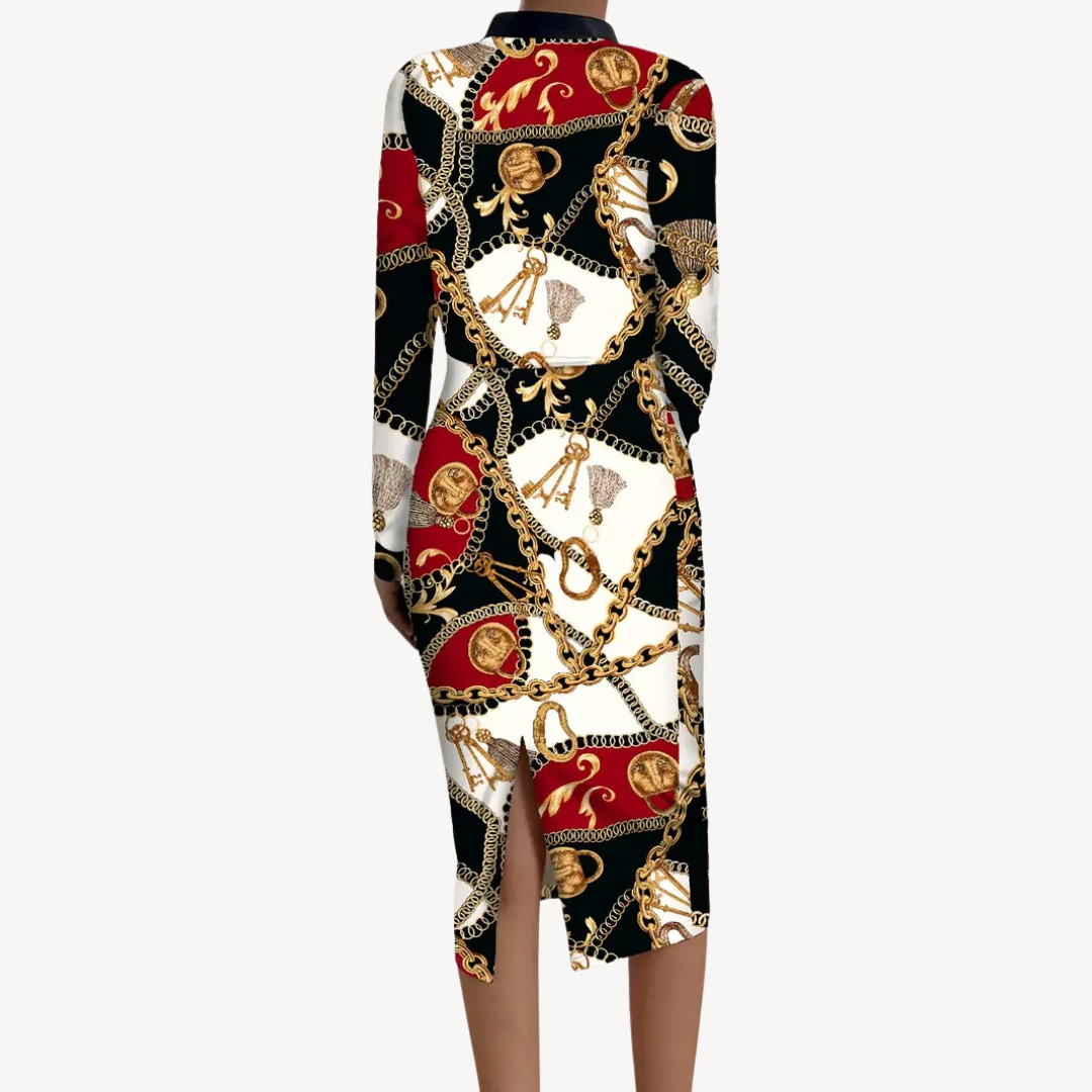 Ladies' Floral Pattern Dress and Coat Set