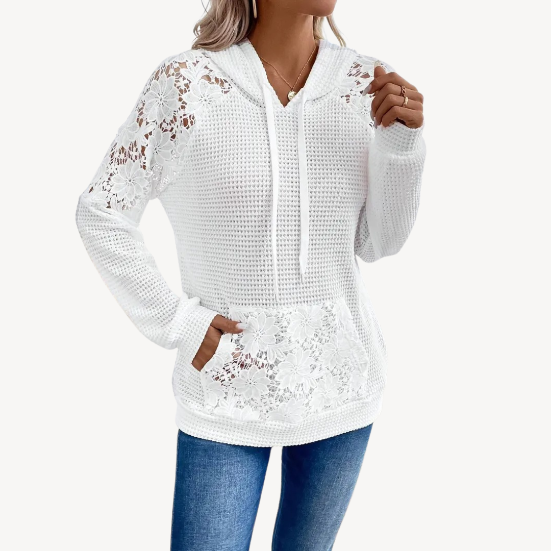 Classic Crochet Hooded Top for Ladies