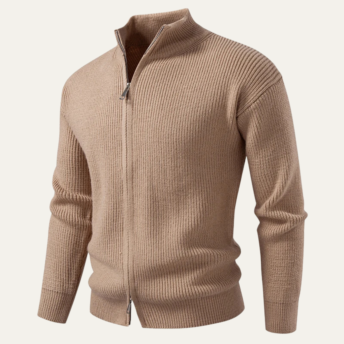 Stylish Men's Crew Neck Knitted Zipper Cardigan