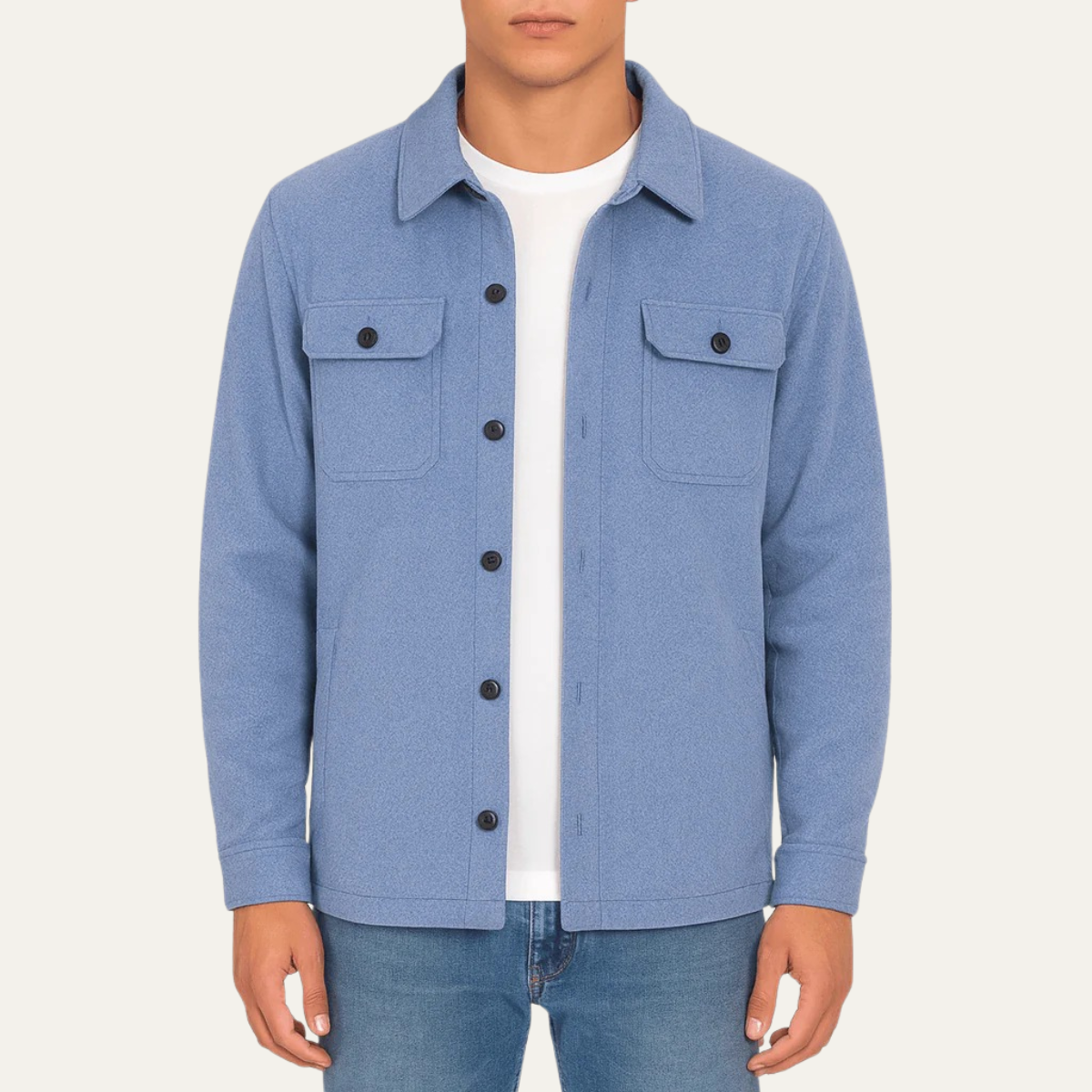 Classic Mens Wool Button Down Coat with Pockets