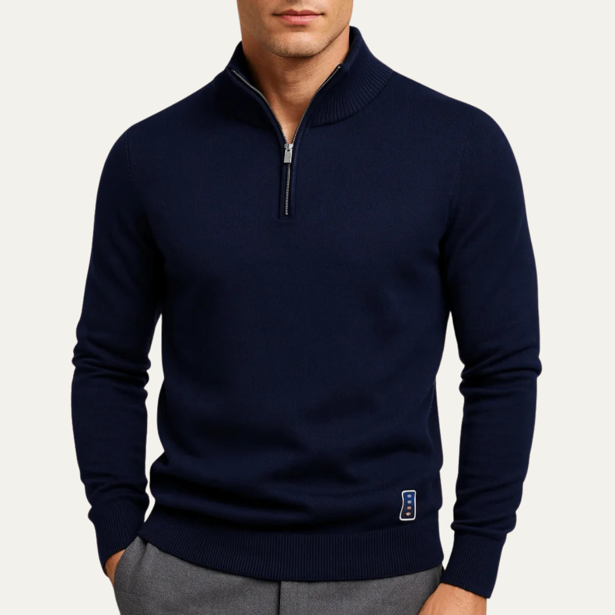 Men's Classic Half Zip Crew Neck Sweater