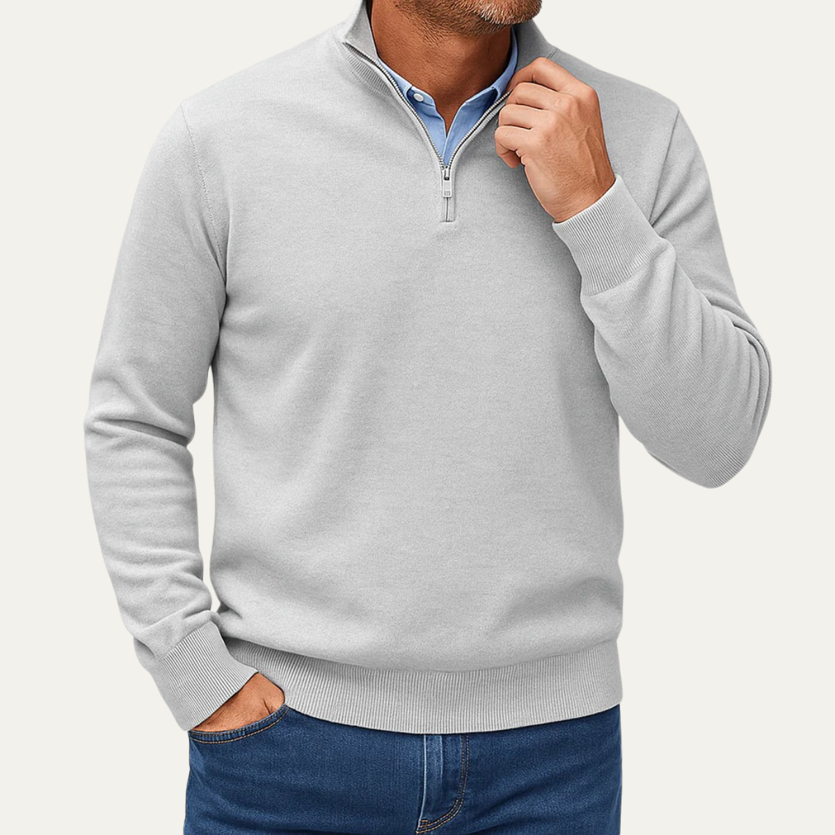 Men's Slim Fit Quarter Zip Fleece Jumper