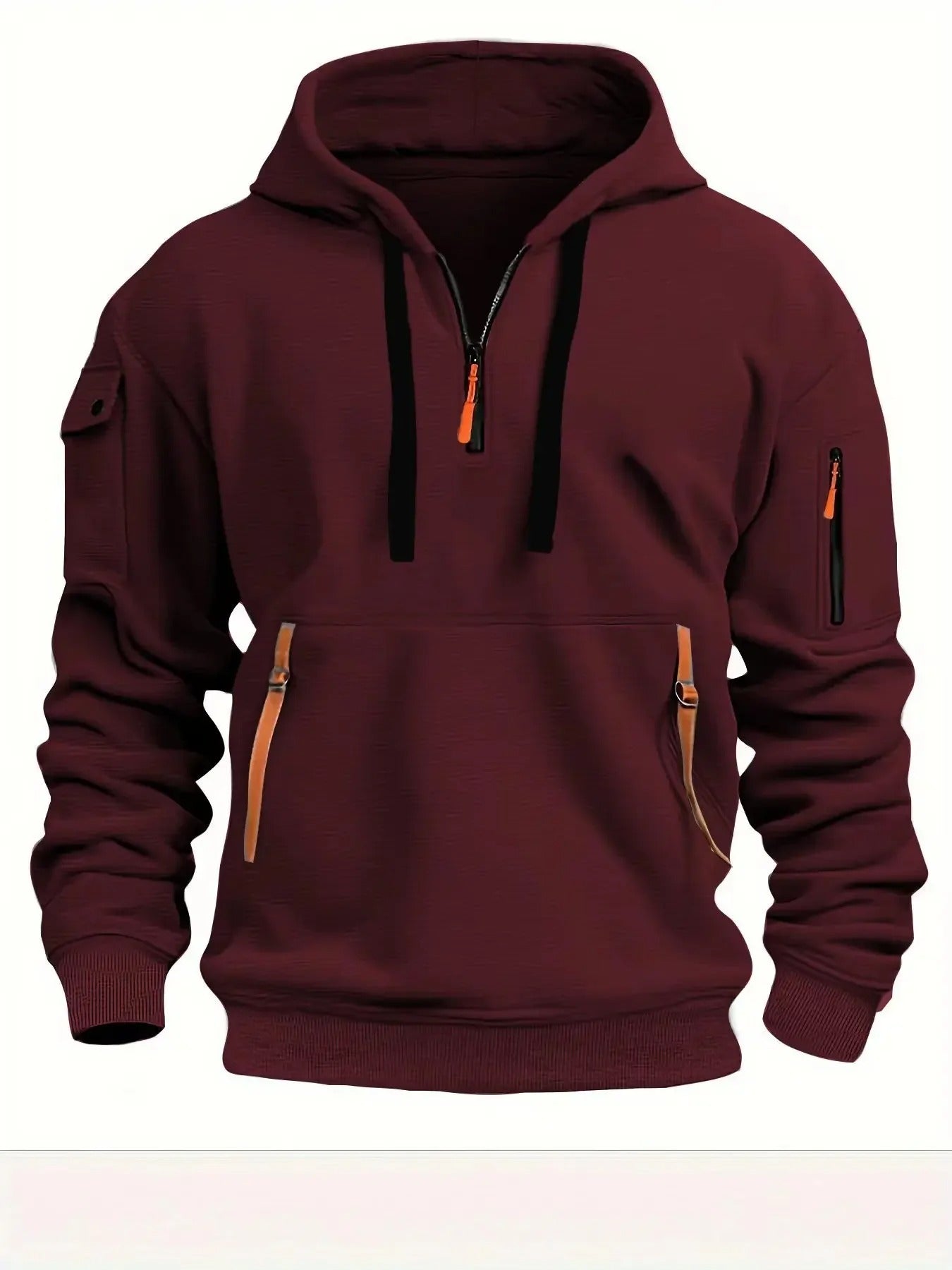 Traditional British Zipper Hooded Sweatshirt with Pockets