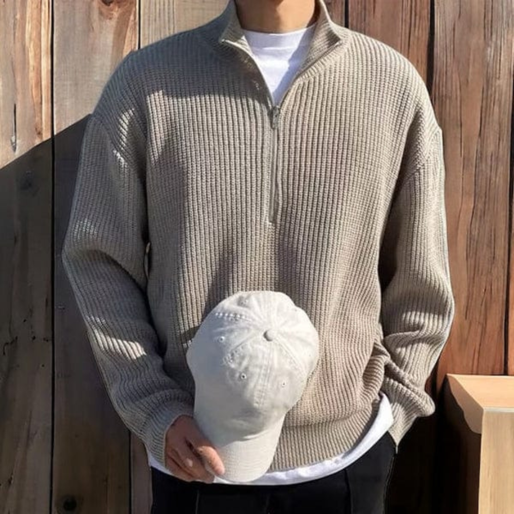 Comfortable Mens Knit Zip Up Sweater