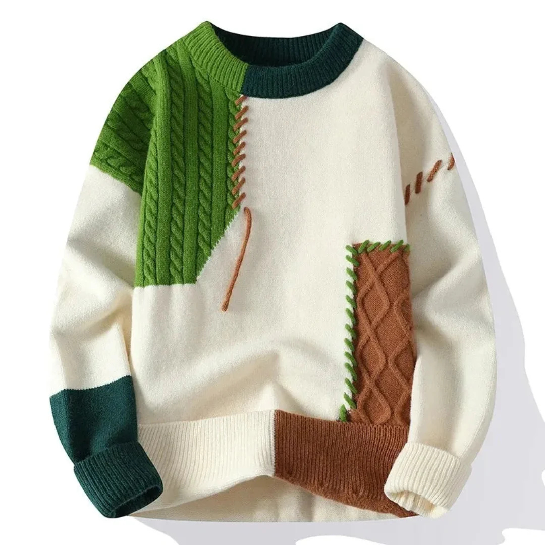 Men's Colorblock Crew Neck Knit Sweater