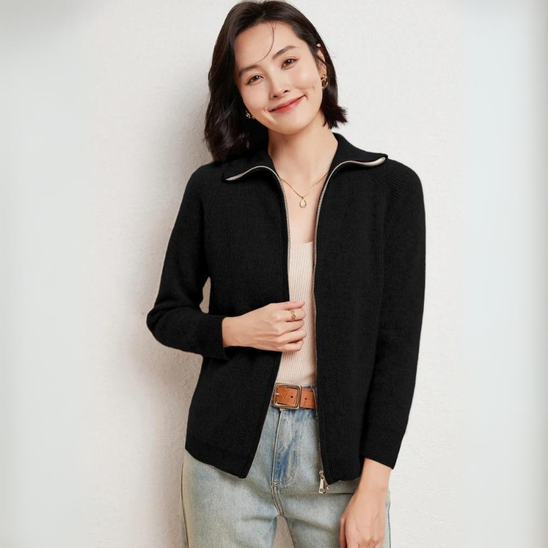 Merino Wool Zip Up Sweater