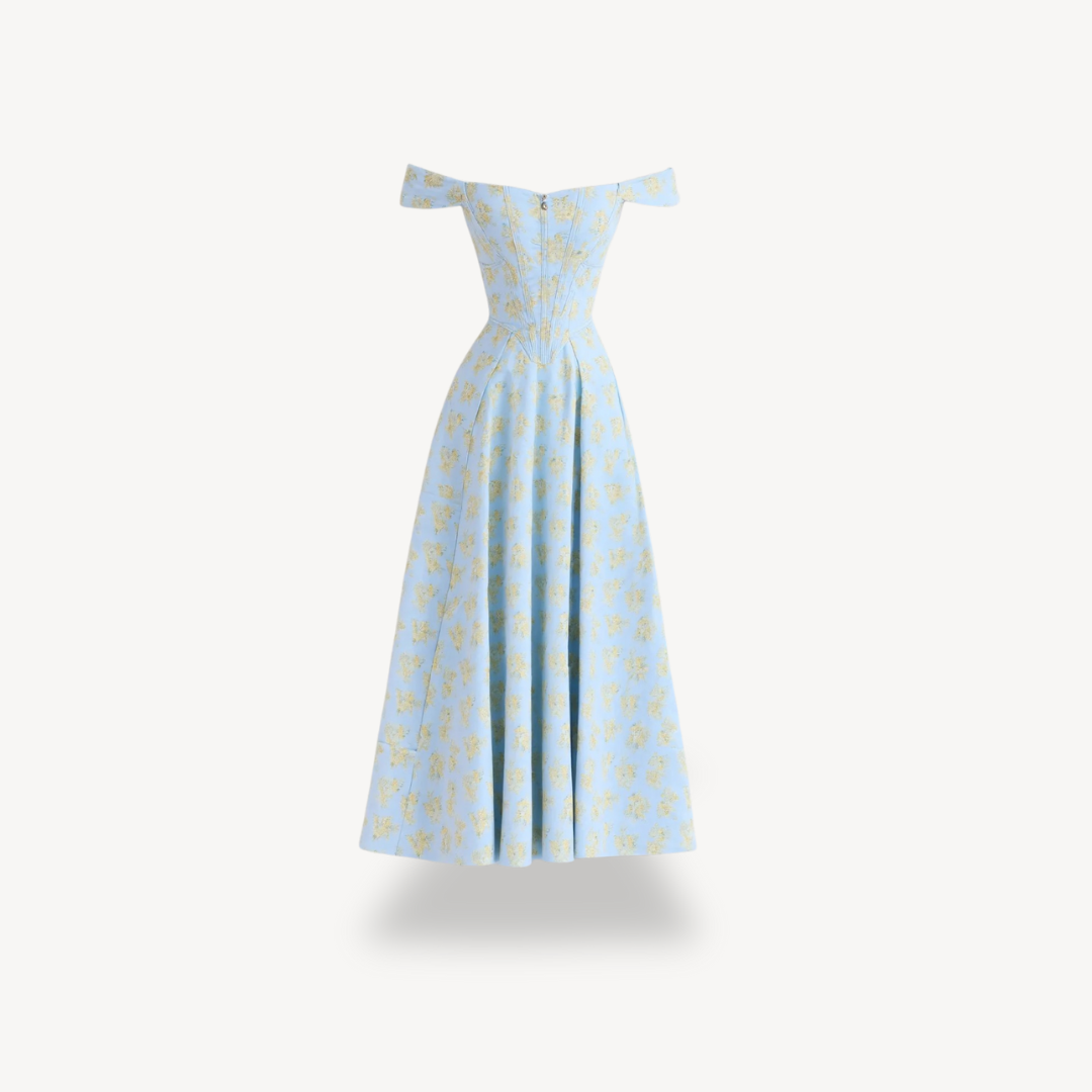 Ladies Pretty Flower Midi Cotton Dress