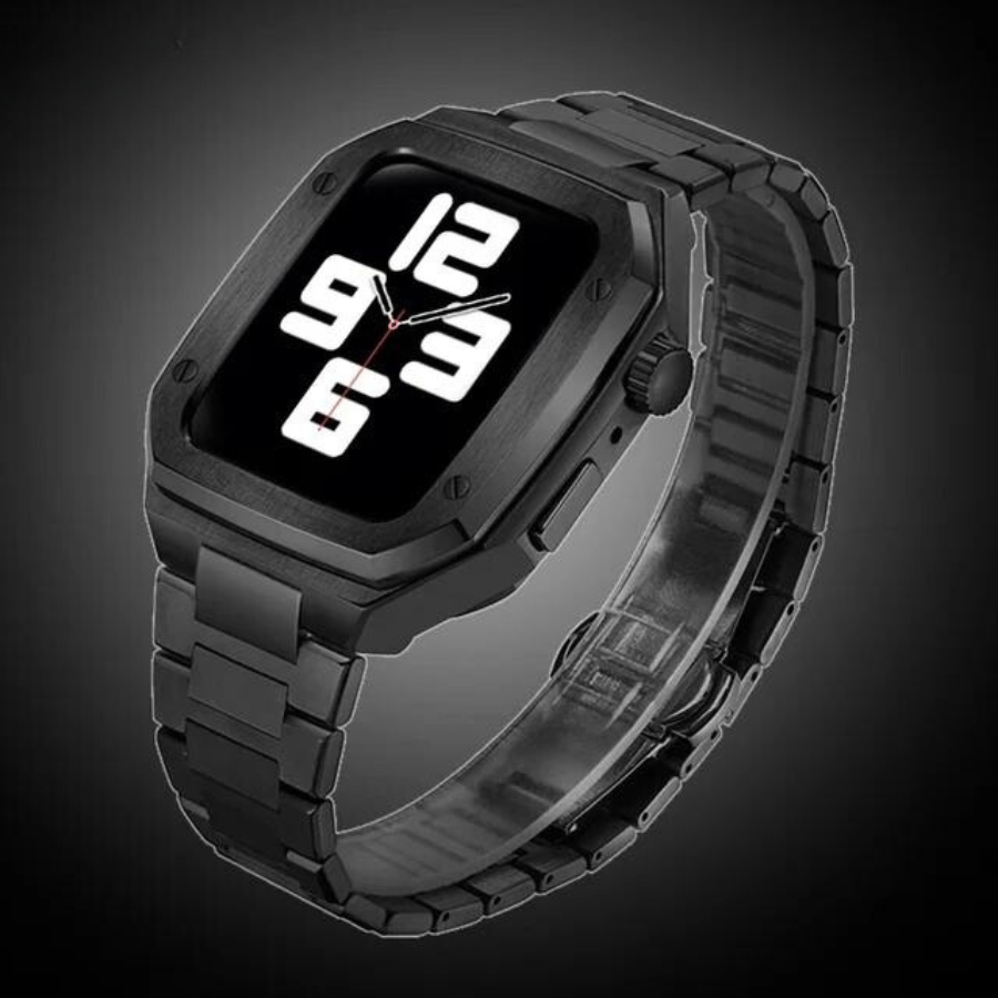 Stainless Steel Apple Watch Mod Rubber Band Shock Resistant Design
