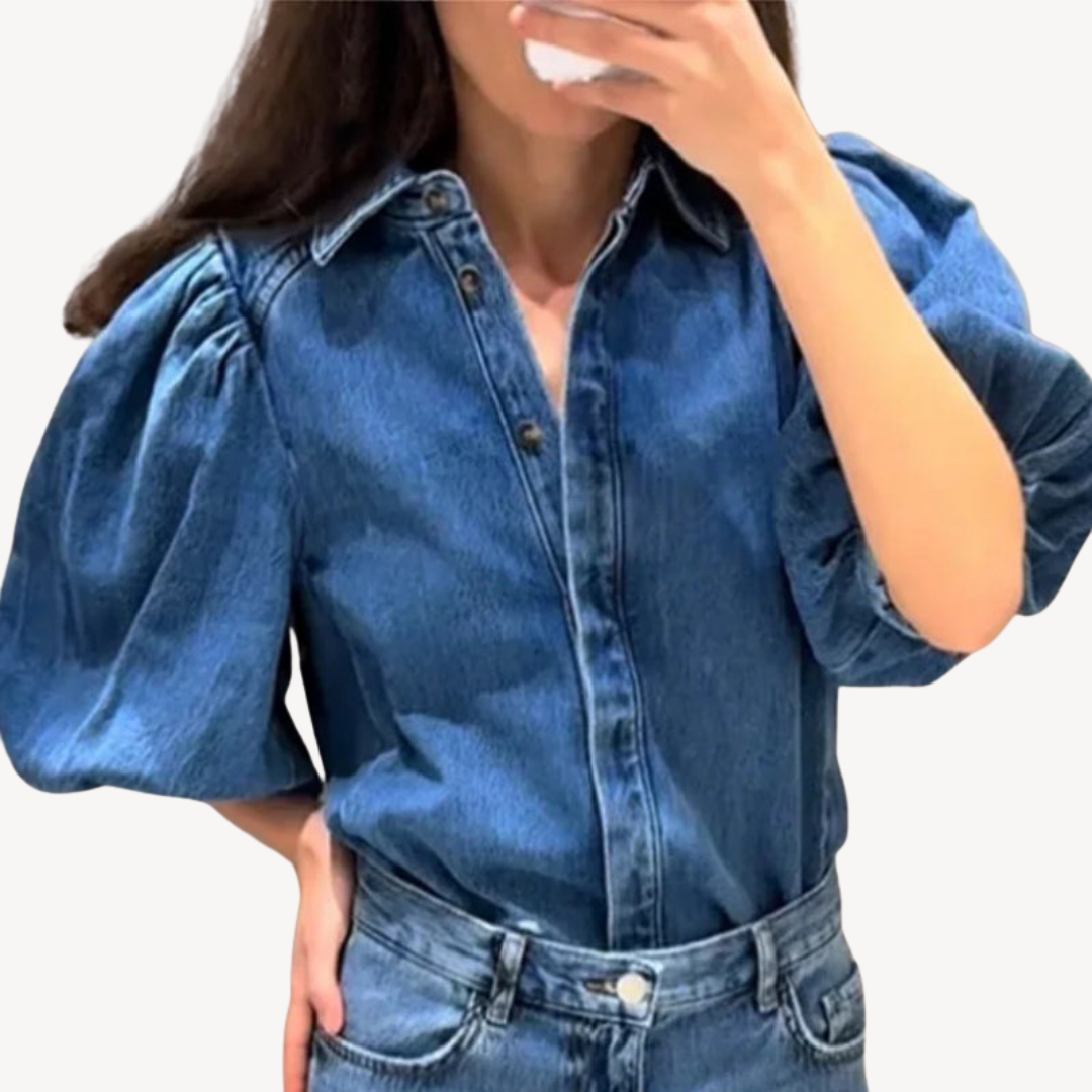 Casual Blue Bell Sleeve Top