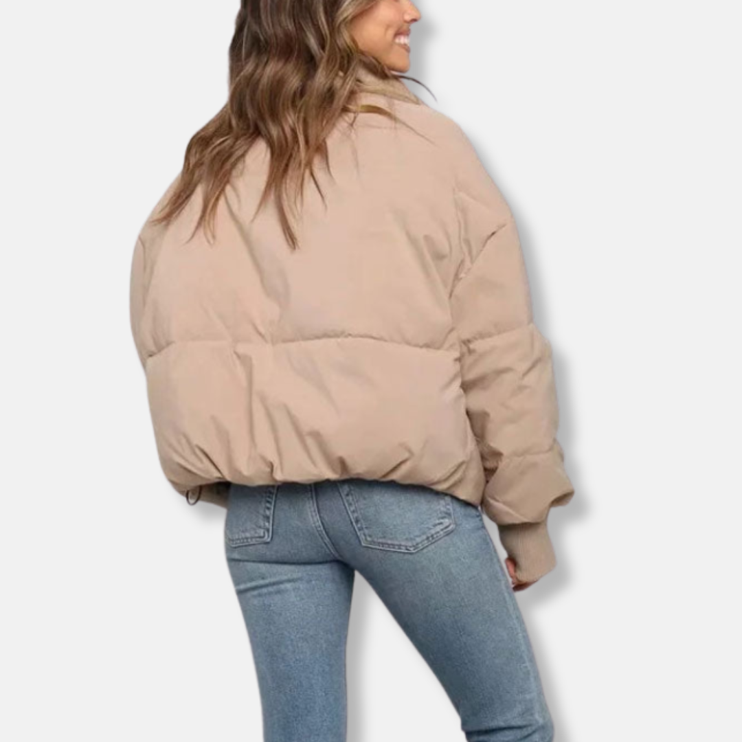 Women's Oversized Puffer Coat with Ribbed Cuffs