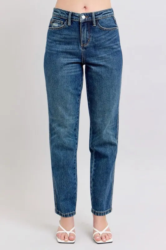 Relaxed Fit High Waist Straight Leg Plus Size Jeans - OutfitLondon