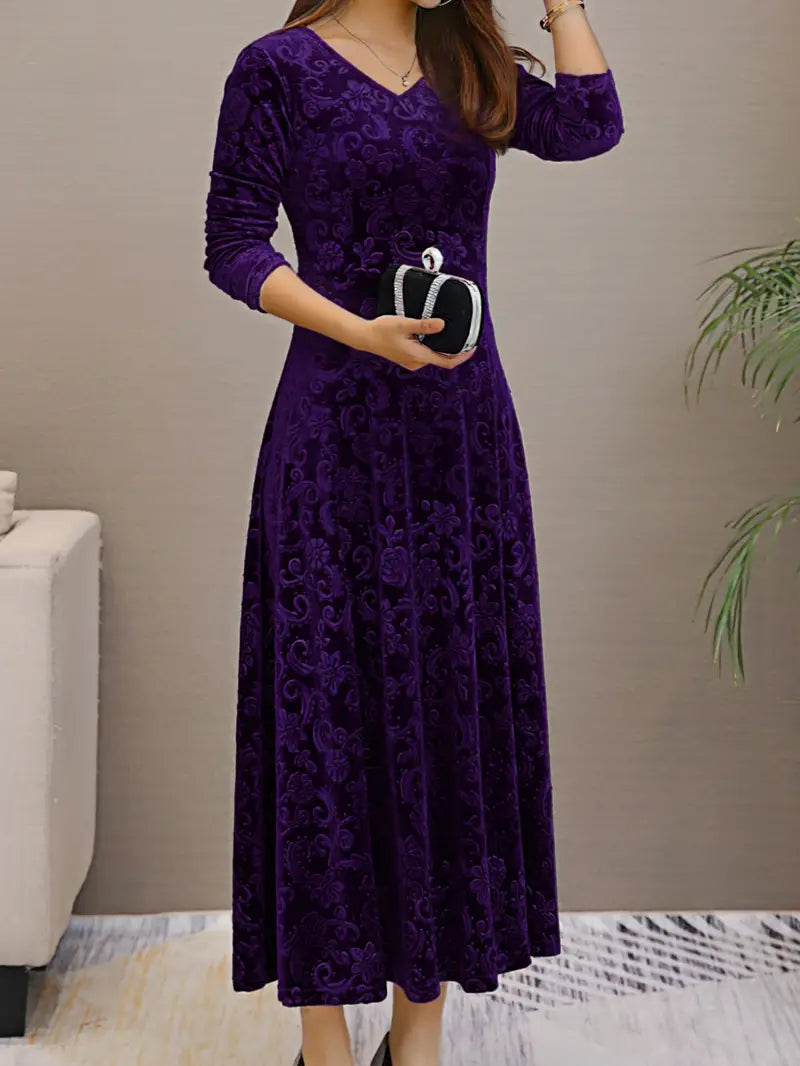Beautiful Long Sleeve Floral Women's Maxi Dress