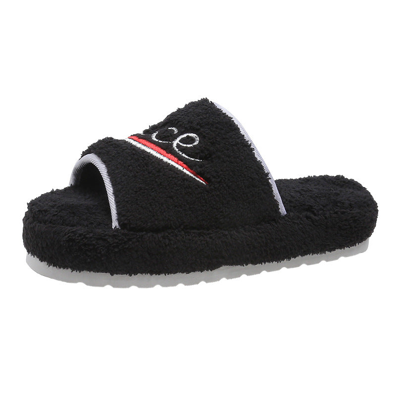 Warm Open Toe Flat Furry Slippers Cozy Slide Shoes