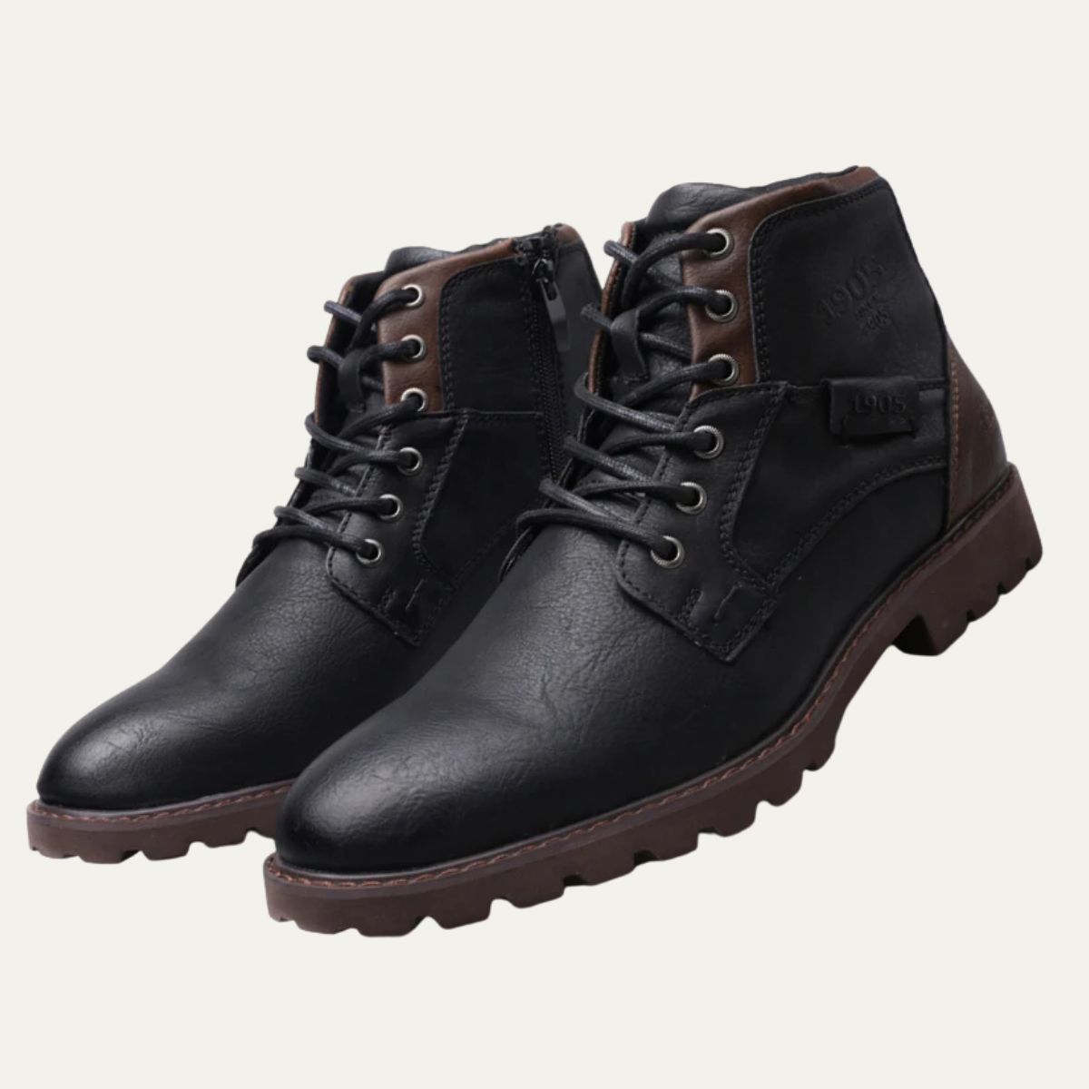 Classic Men's Brown Leather Lace Boots