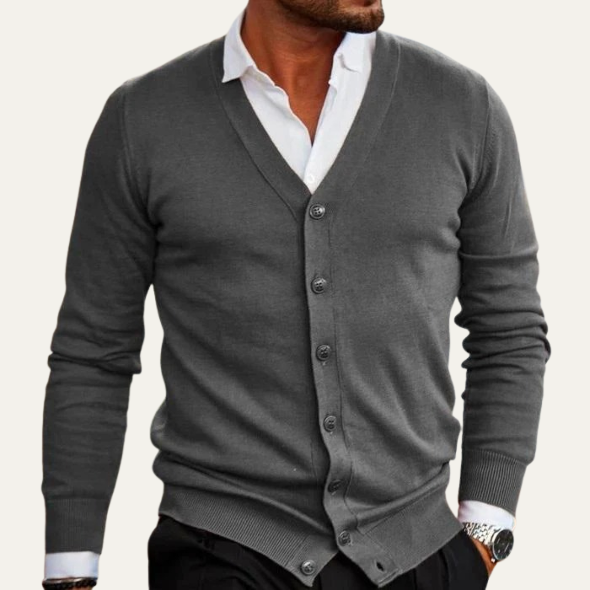 Classic Men's Button Front Knit Cardigan Sweater