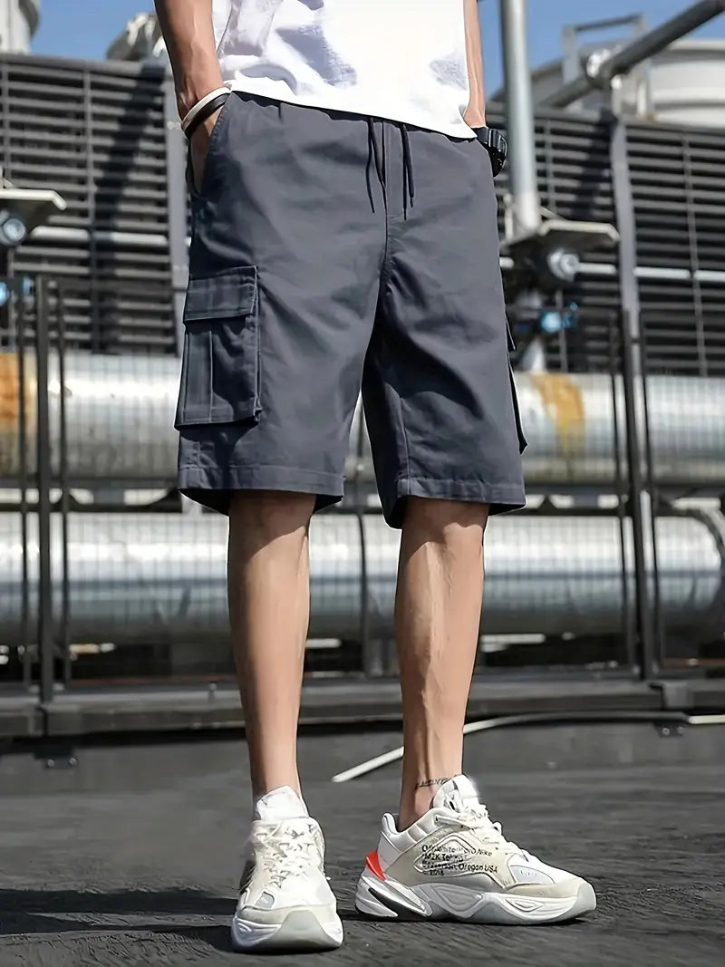 Relaxed Fit Cargo Shorts with Elastic Waist