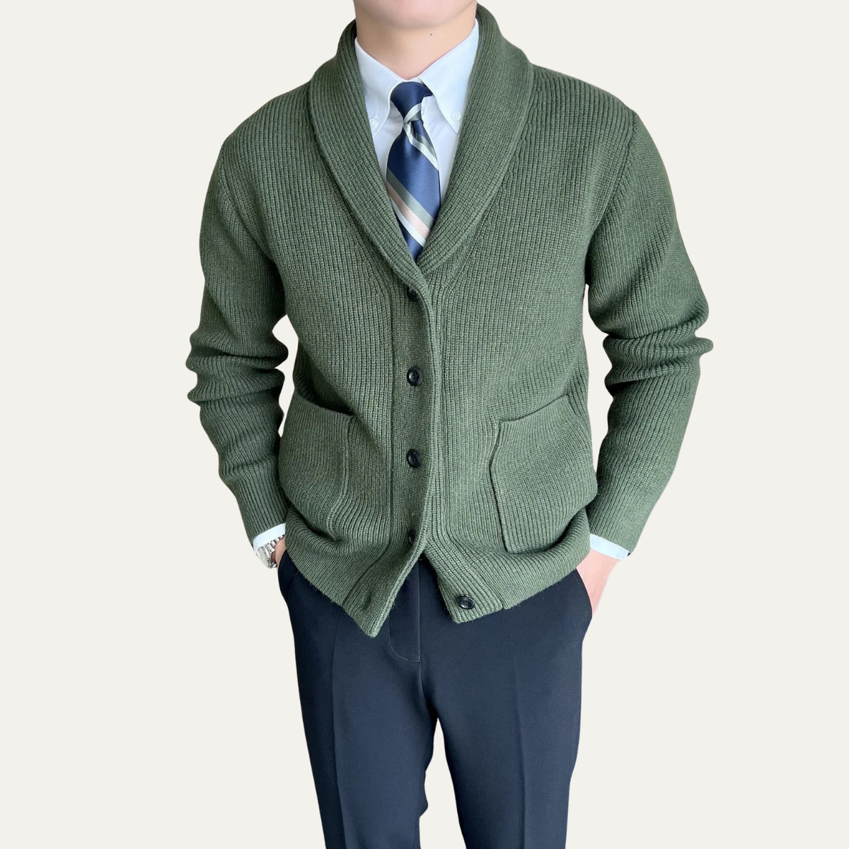 Cozy Mens Winter Knit Button Cardigan