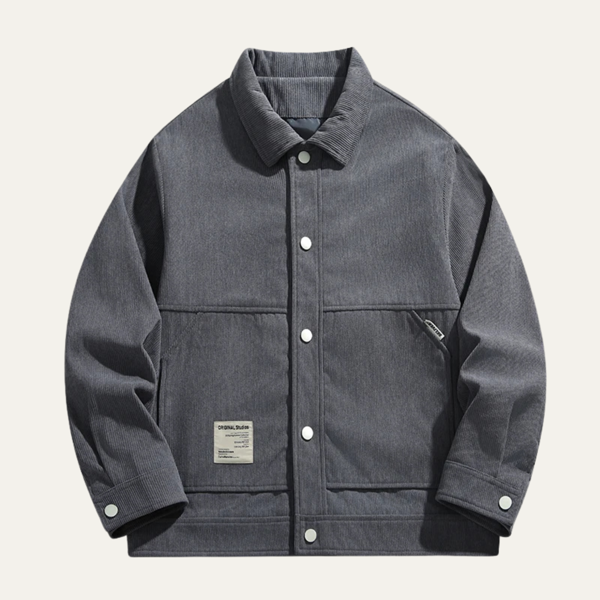 Rustic Men's Corduroy Button Down Jacket with Lapel Collar