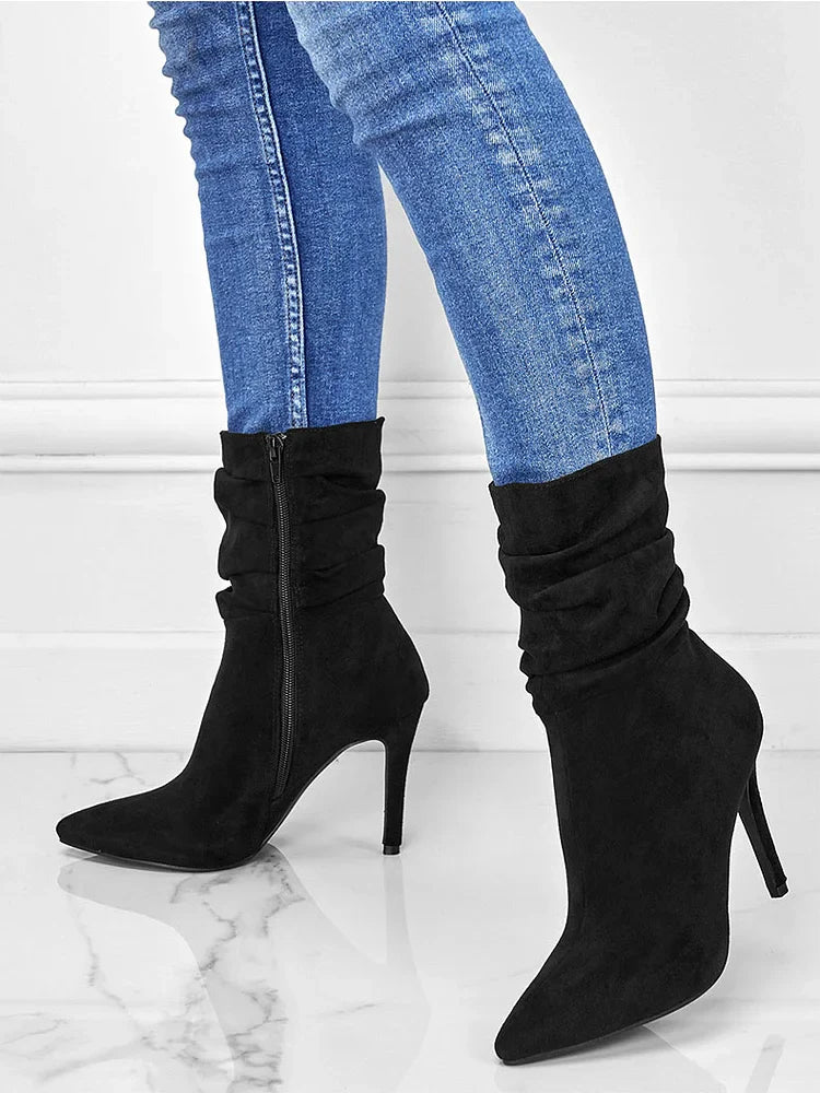 Chic Pointed Toe High Heel Booties