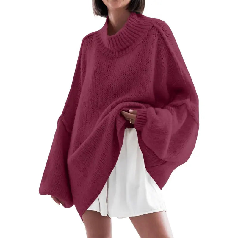 Soft Women's Long Sleeve Knit Casual Sweater Tunic