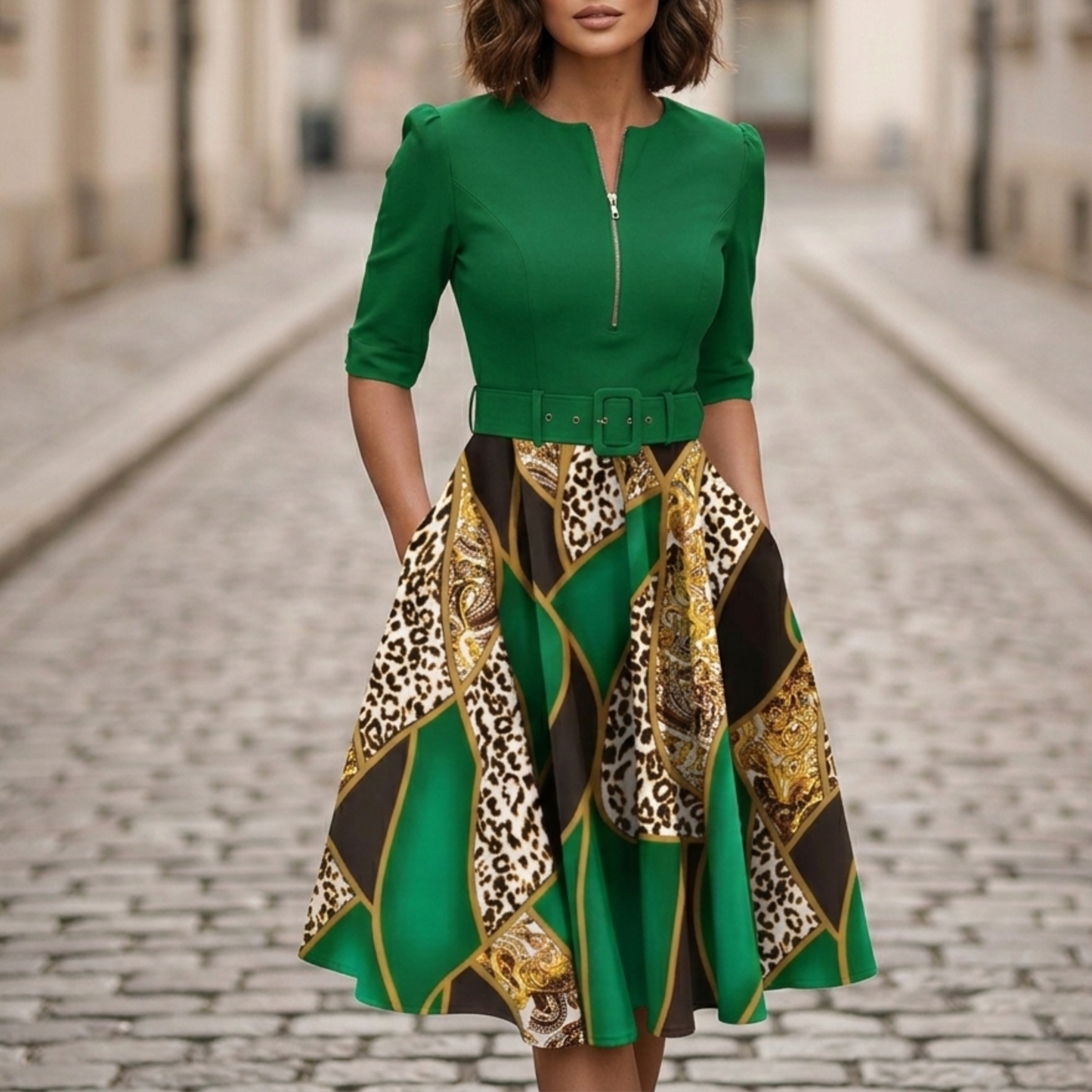 Casual Printed Midi Dress for Women