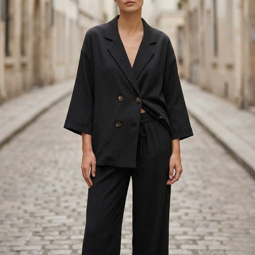 Classic Two Piece Women's Suit Double Breasted Jacket Set