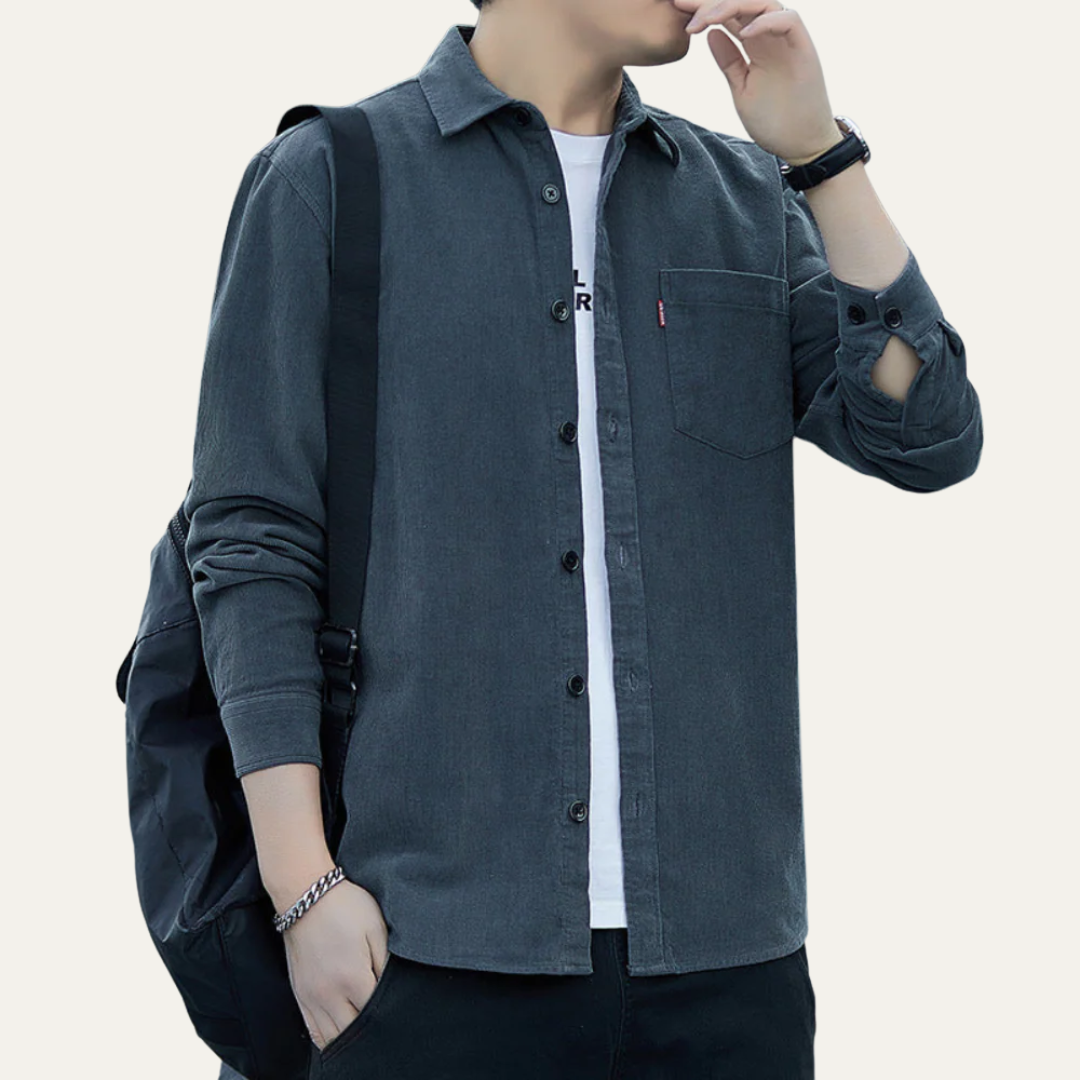 Rugged Textured Button Down Men's Shirt