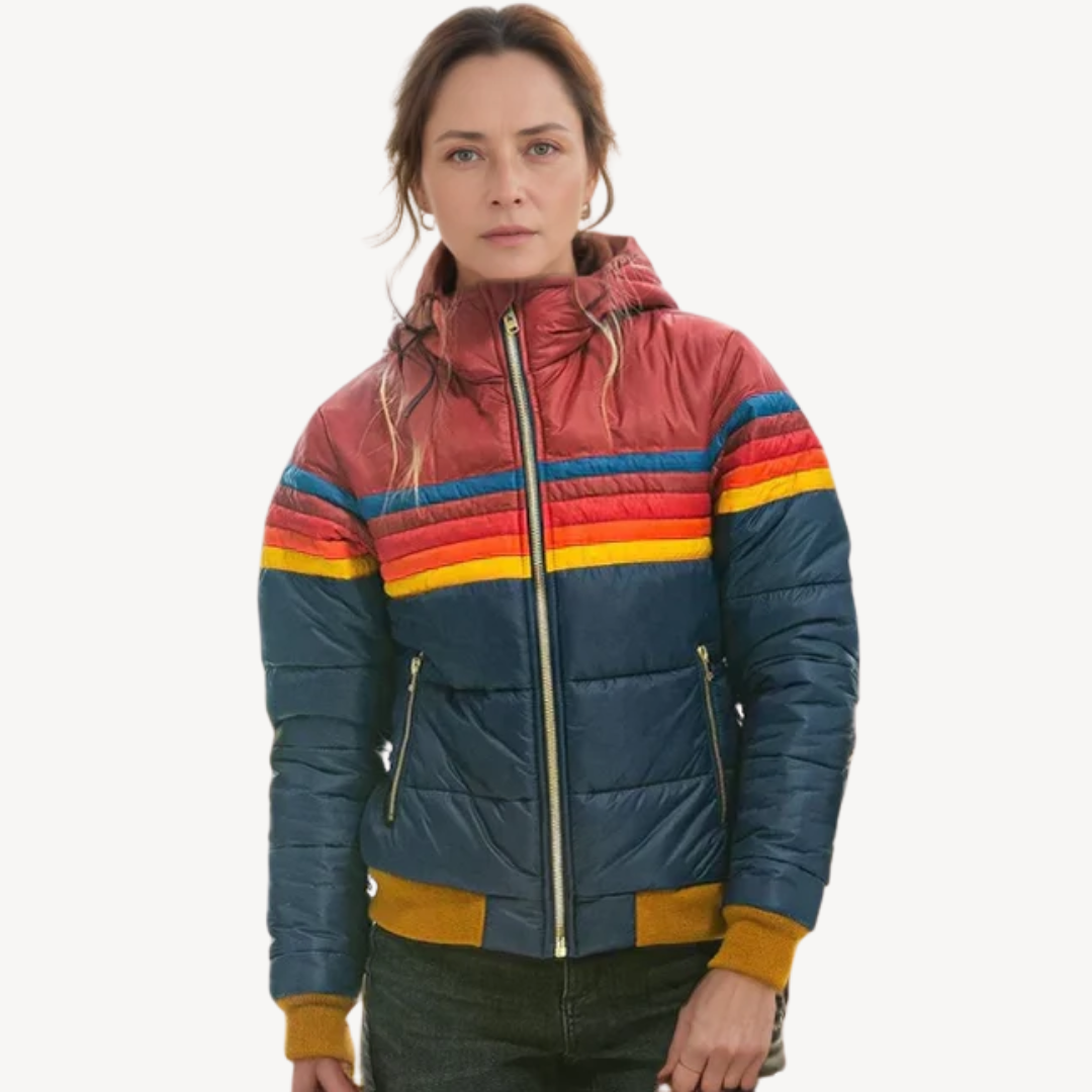 Ladies' Striped Insulated Winter Coat