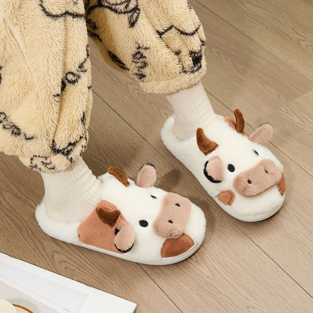 Comfortable Cow Fur Soft Slippers for Women