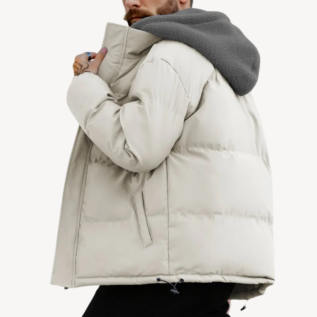 Warm Fleece Lined Puffer Coat for Men