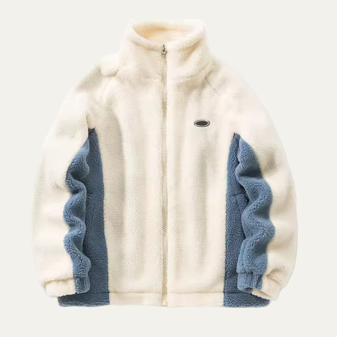 Men's Warm Graphic High Neck Fleece Jacket