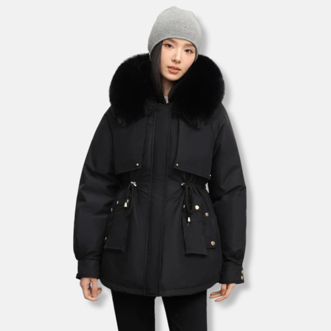 Waterproof Women's Parka Coat with Removable Fur Trim