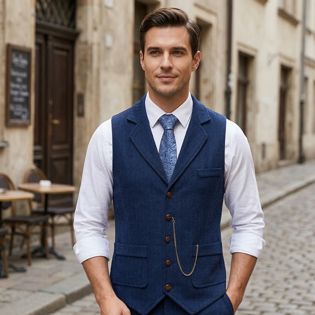 Stylish Mens Herringbone Patterned Vest