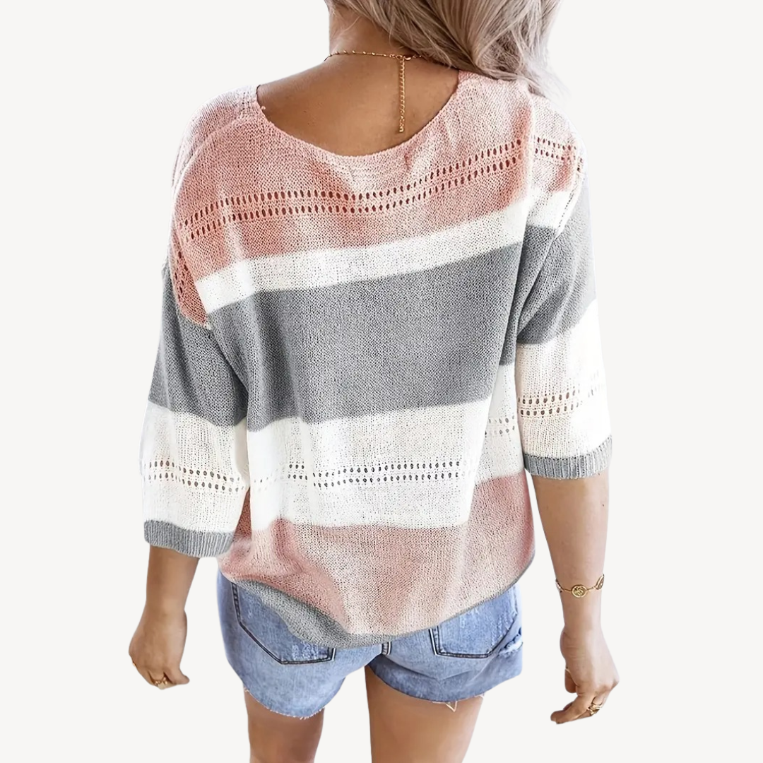 Colorful Crew Neck Sweater Top