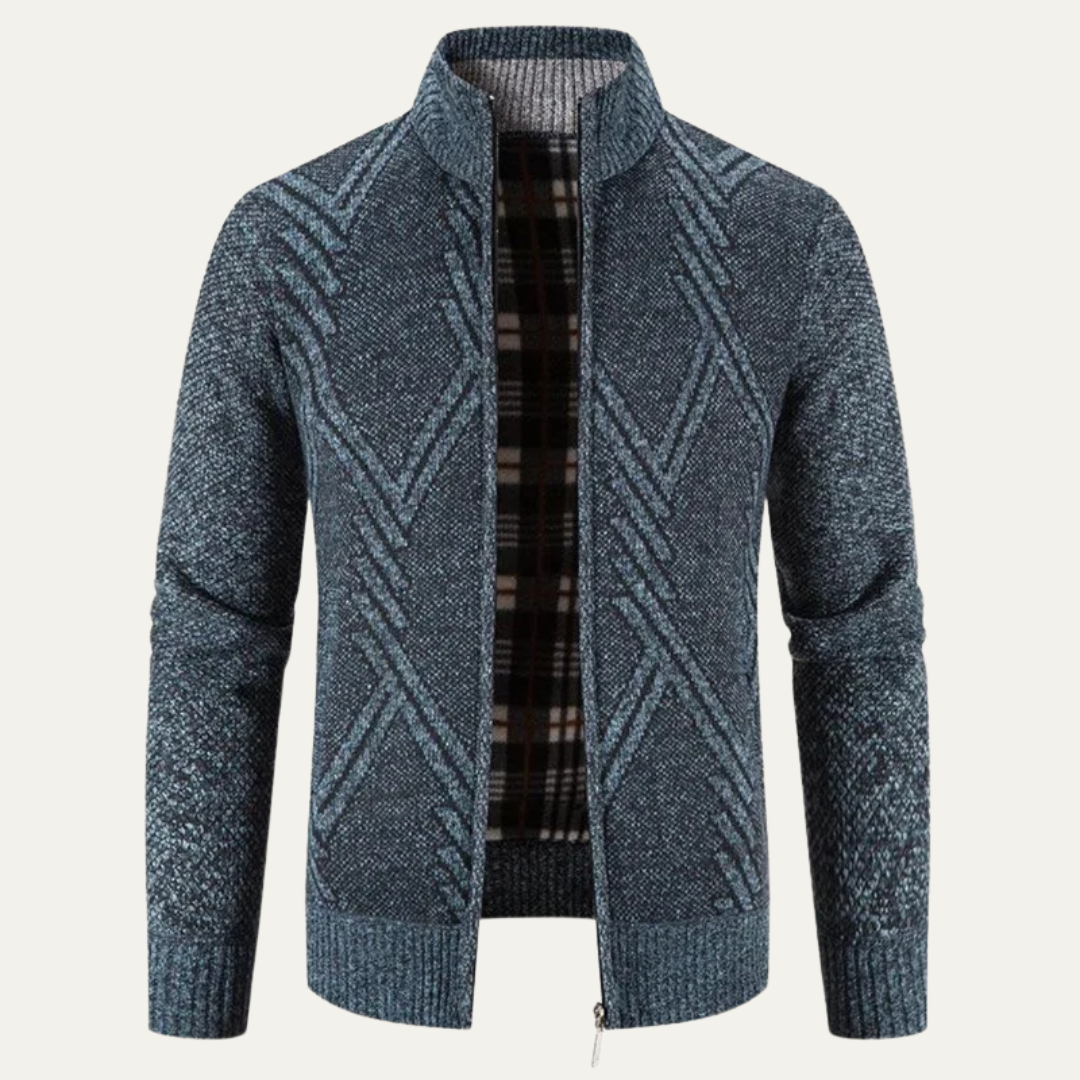 Men's Crew Neck Zip Up Sweater Cardigan
