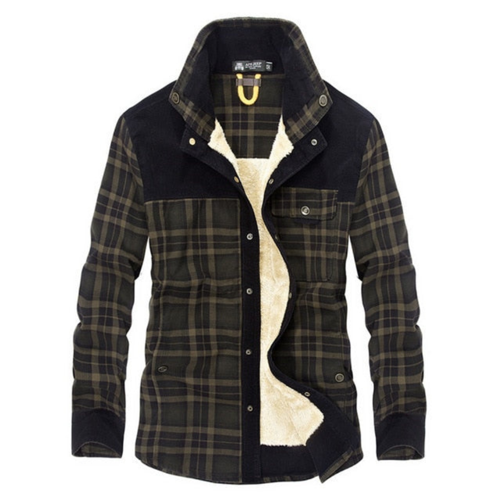 Warm Plaid Shirt Jacket for Men