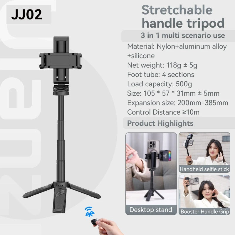 Compact Bluetooth Selfie Stick With 360 Rotation