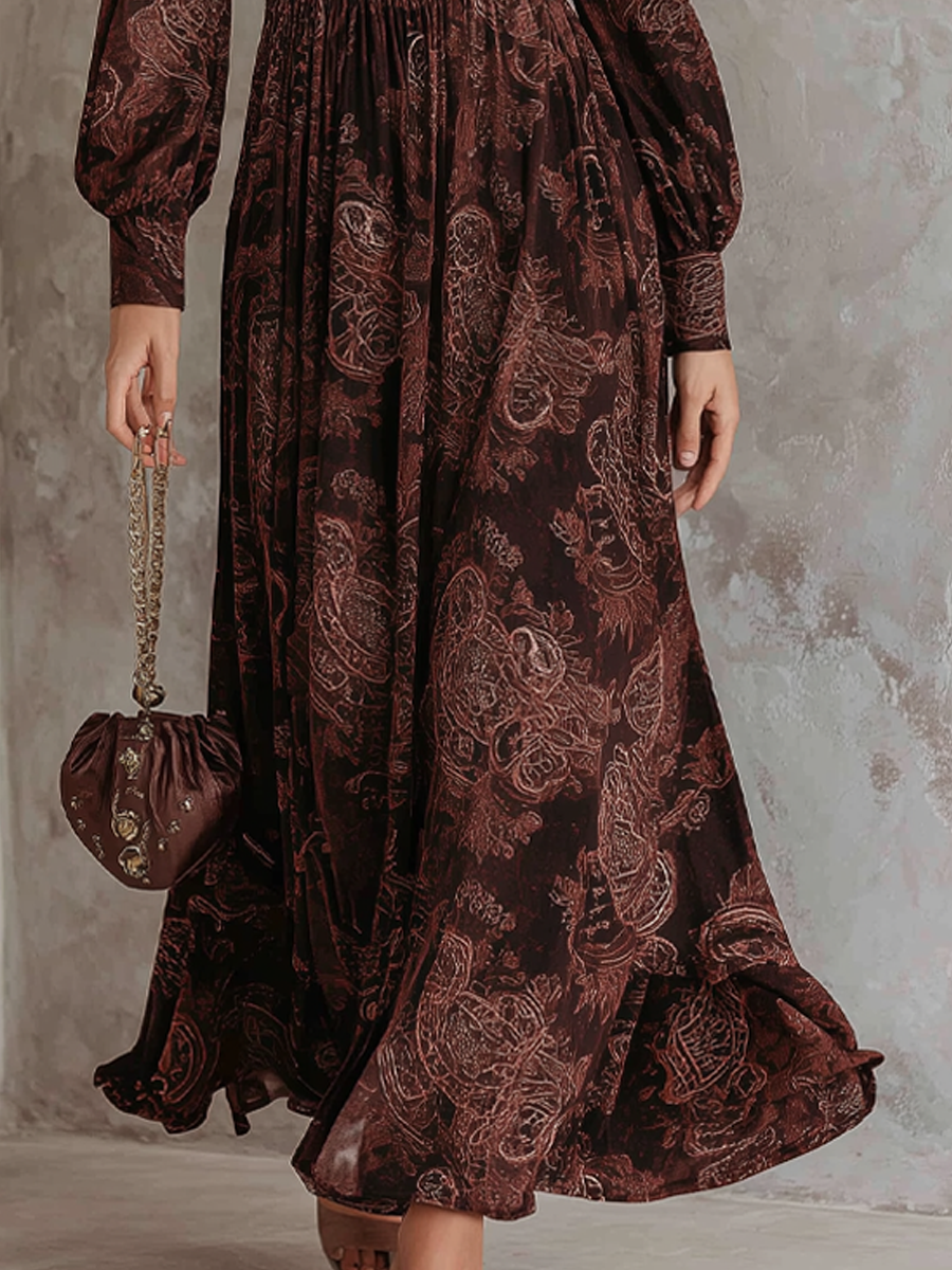 Boho Chic Floral Maxi Dress with Zip Waist