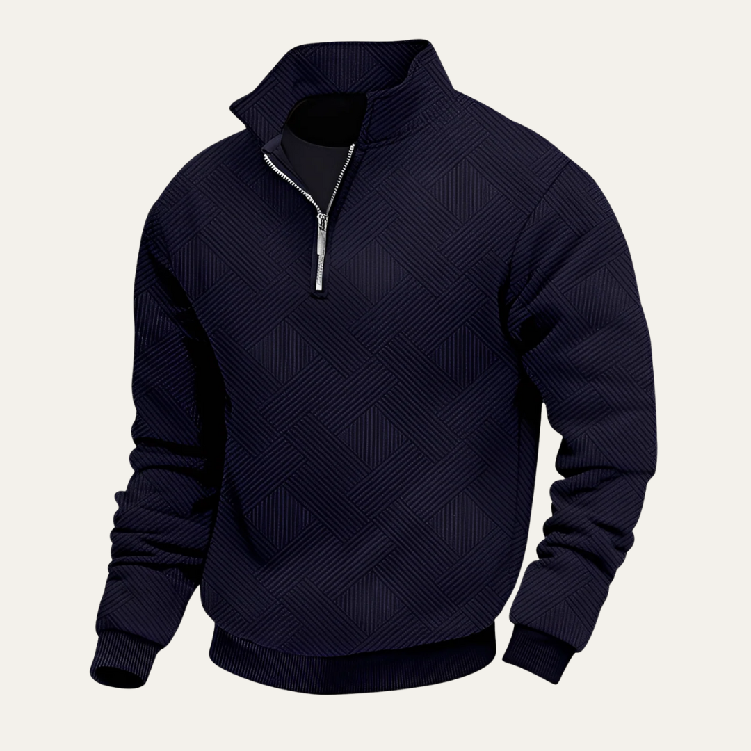 Men's Patterned Fleece Quarter Zip Sweater