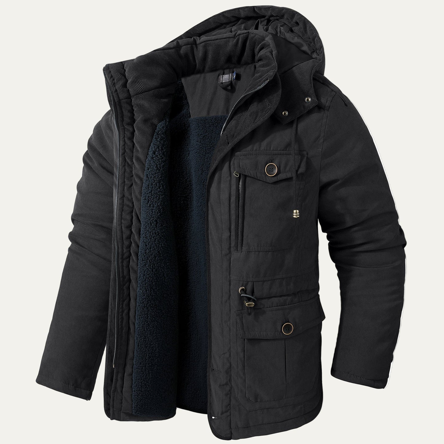 Warm Waterproof Men's Winter Coat with Fleece Inside
