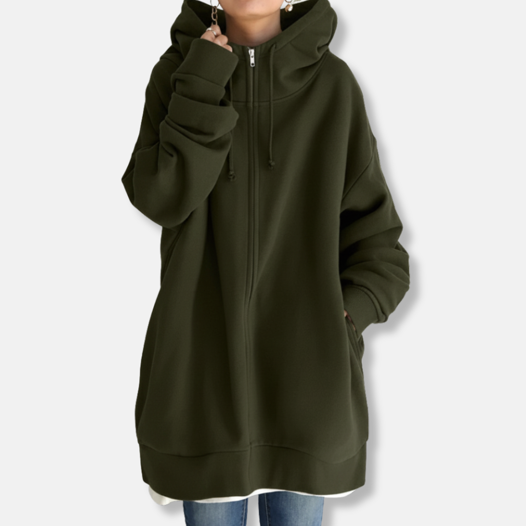 Relaxed Fit Women's Zip Up Hooded Sweatshirt