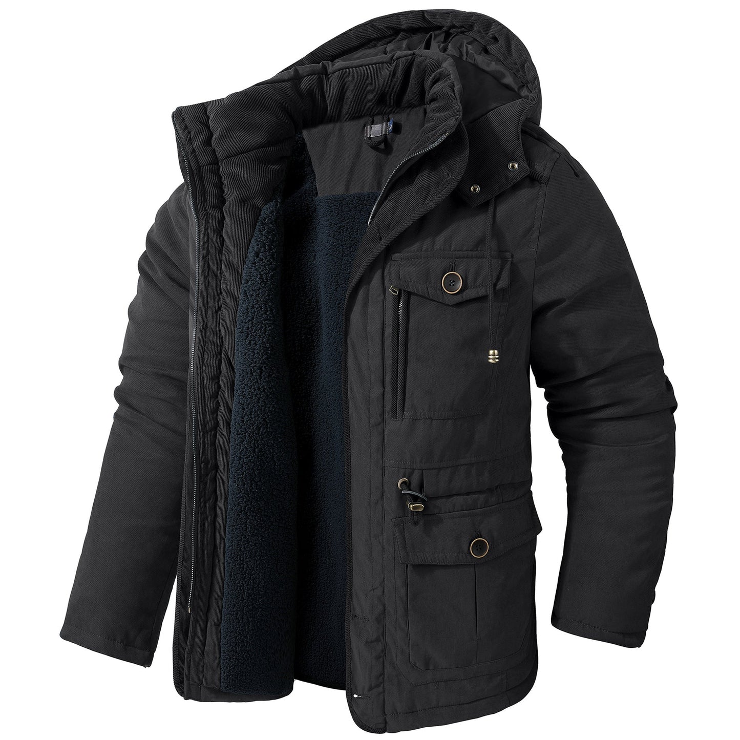 Cozy Fleece Lined Hoodie Wool Coat