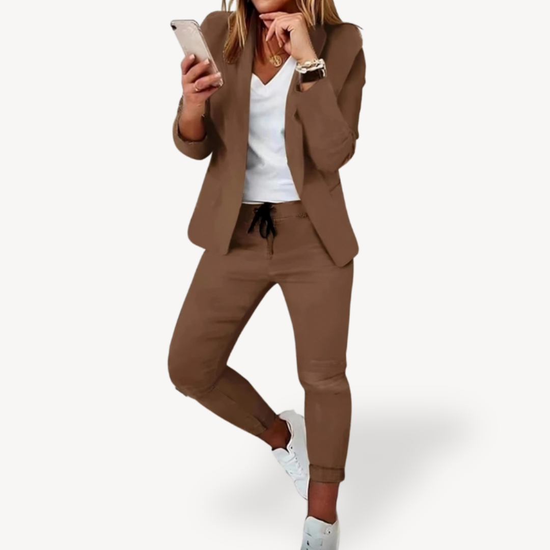 Relaxed Fit Cotton Jogger Suit Set for Women