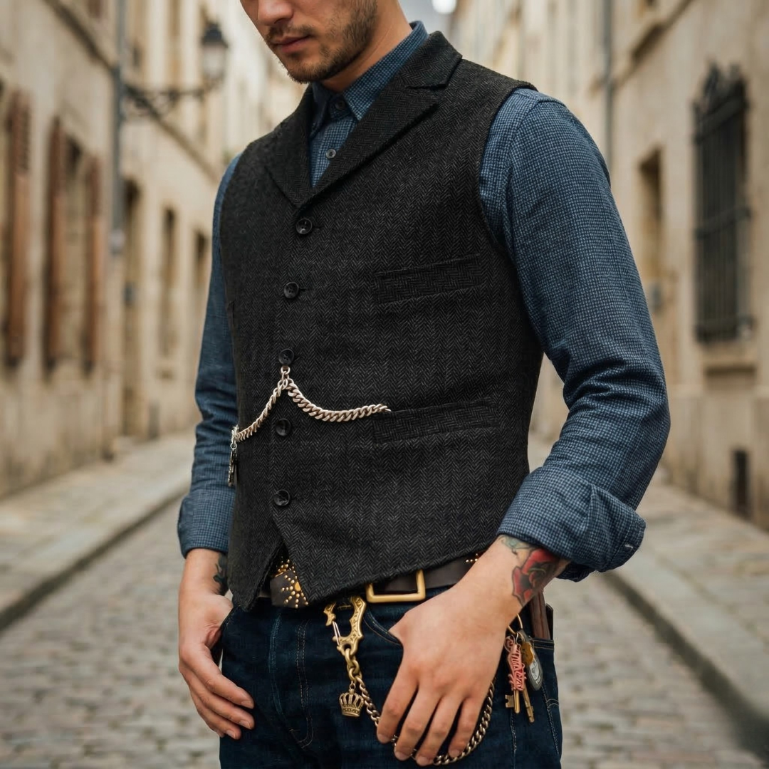Traditional Plaid Waistcoat for Men