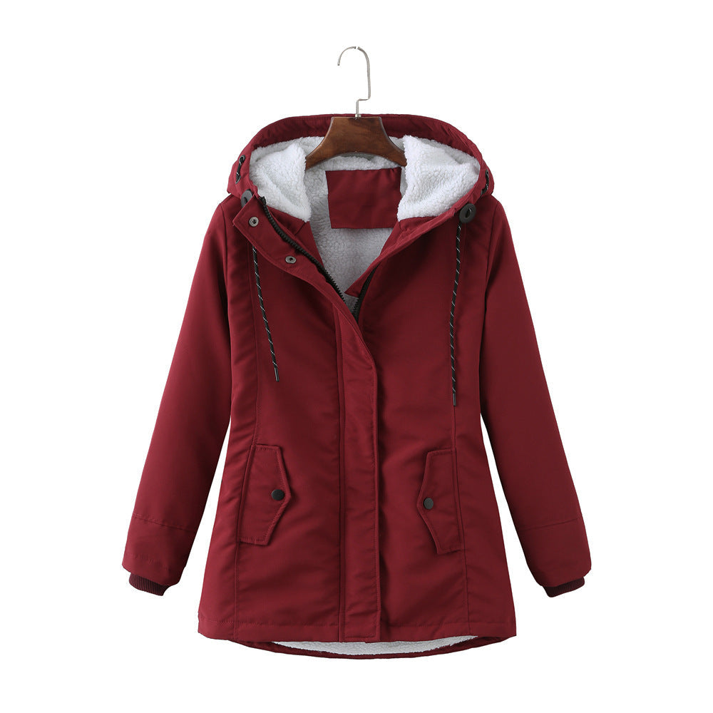 Cozy Ladies Waterproof Parka Coat with Fleece Hood