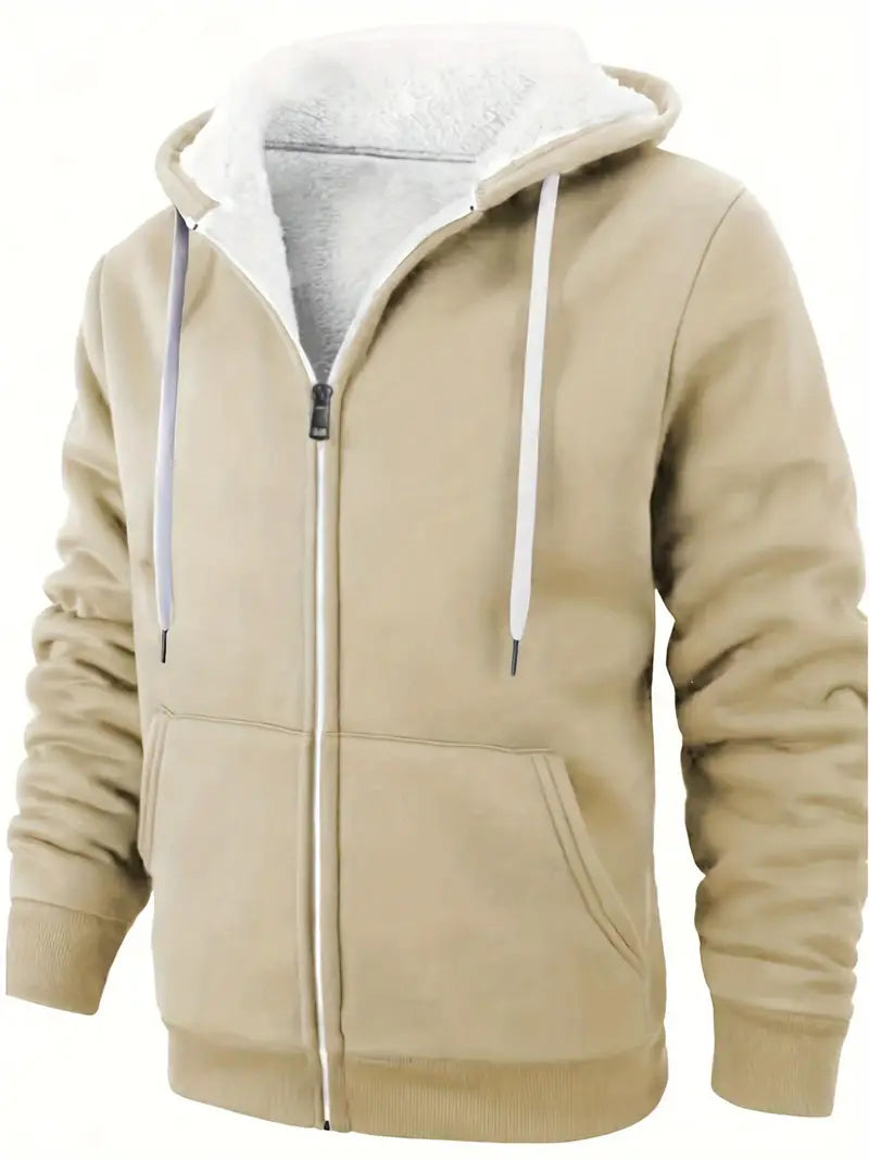 Warm Men's Fleece Lined Hoodie Jacket - OutfitLondon