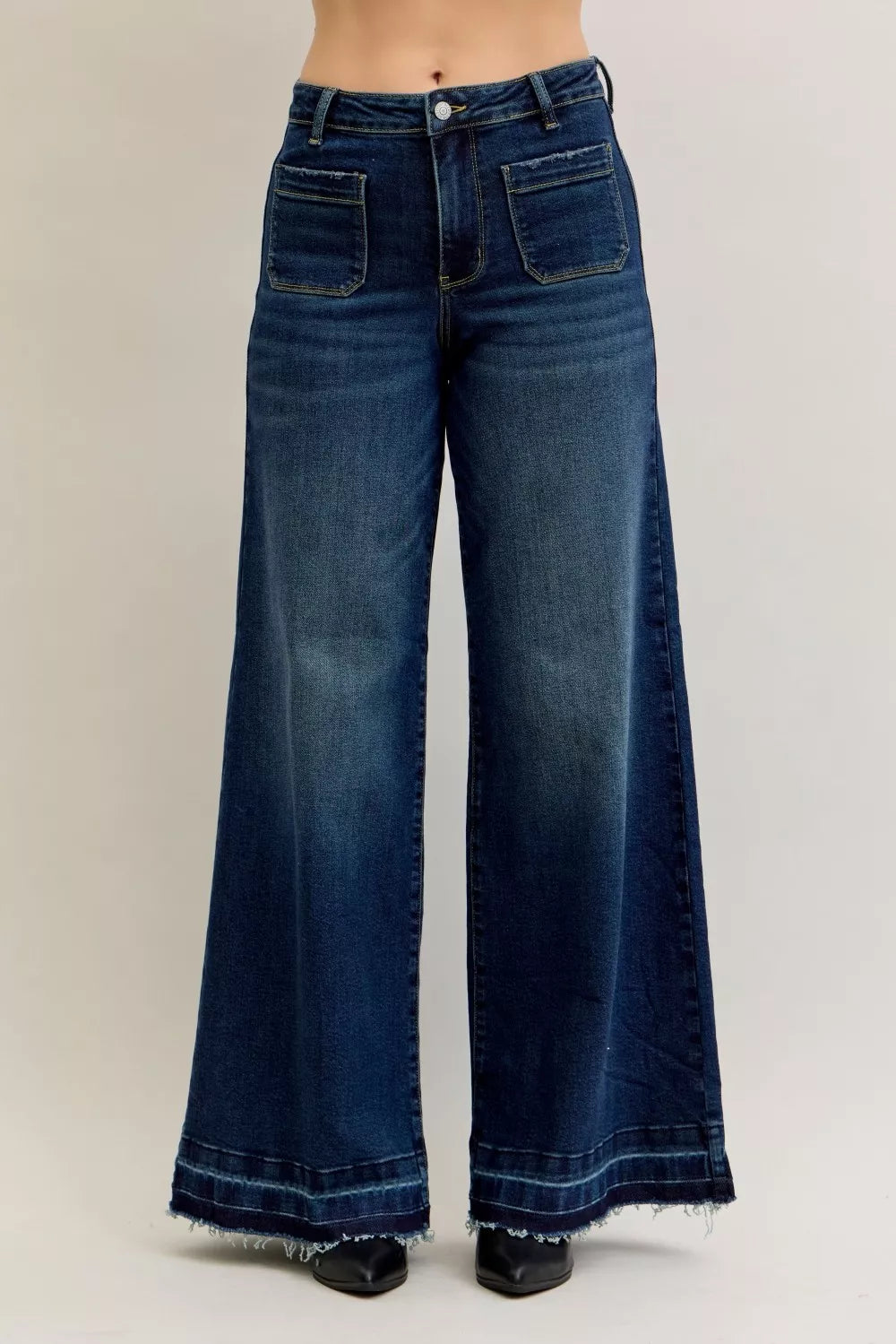 Women's Relaxed Fit High Waisted Straight Leg Jeans - OutfitLondon