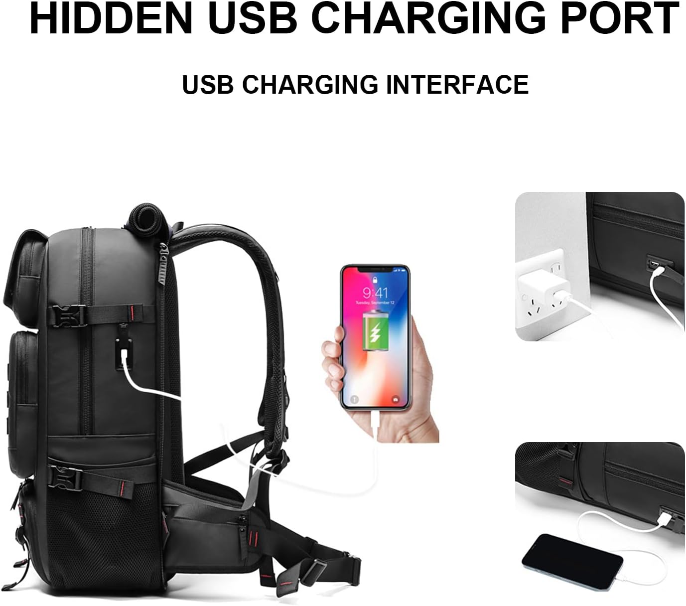 Waterproof Hiking Backpack with Laptop Sleeve and USB Charging